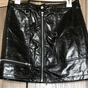 Black pleather mini skirt